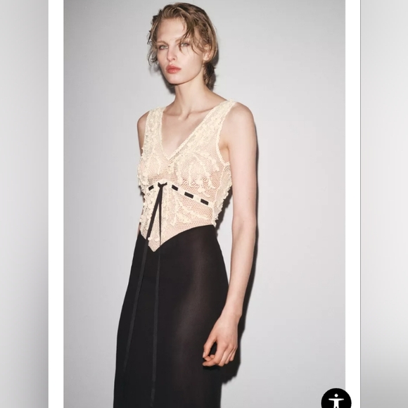 Zara Beaded Texture Combination Dress - Picture 3 of 11